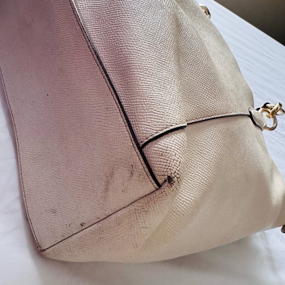 Vintage Coach Beige Leather Tote Bag - Picture 7 of 8